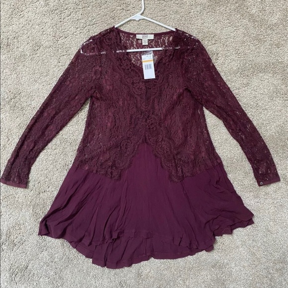 Women vintage america blues long sleeve dress Blouse purple Small - Picture 3 of 5